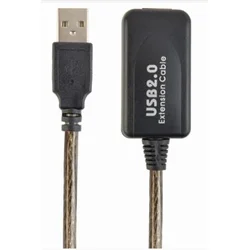 UAE-01-5M Gembird USB 2.0 active extension cable, black color, bulk package, 5m