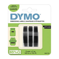 Dymo - Reliefni trak za graviranje Dymo, 9 mm, bela na črni, 3 kosi