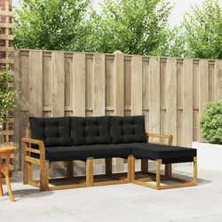 Set vanjskih sofa s jastukom 4 pcs Prirodna i crna