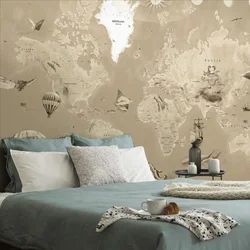 Tapeta narisani bež zemljevid - 245x165