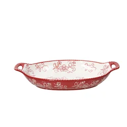Tognana Činija Natalia Pyrex 30.5x19.5 cm, Crveno-bela