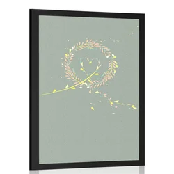 Plakat srce iz travniških cvetov - 30x45 silver