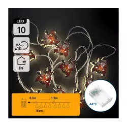 Aigostar - LED lanac 10xLED/3xAA 1,5m toplo bela sanke