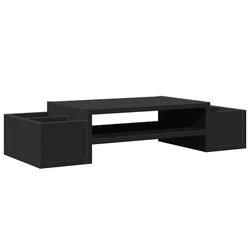 Stalak za monitor s pohranom crni 70x27x15 cm konstruirano drvo