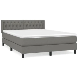 Vidaxl Box spring postelja z vzmetnico temno siva 140x200 cm blago