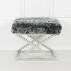 ATELIER DEL SOFA Tabure Capraz Plush Silver Grey