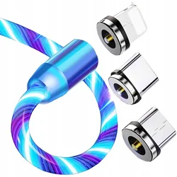 shumee Magnetni LED kabel, svetleč za iPhone, micro USB TYPE-C, 200 cm, kb31_MODR