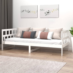 Dnevni ležaj bijeli od masivne borovine 90 x 190 cm