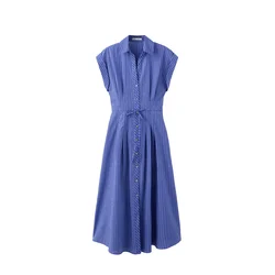MANGO Dolga srajca DRESS RAYI kobalt modra/bela