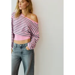 Pull&Bear Pulover bazaltno siva/roza