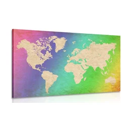Slika pastelni zemljevid sveta - 150x100