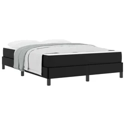 Vidaxl Konstrukcija postelje z vzmetnico Črna 140 x 190 cm blago