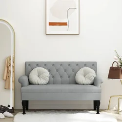 Klupa s naslonom svjetlosiva 120 x 62 x 75,5 cm od tkanine