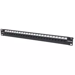 Intellinet Patch Panel, Cat6, UTP, 24 Port, 1U, Locking Function, Top Entry Punch Down, Black