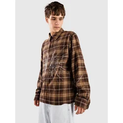 Ninth Hall Rhinestone Boxy Flannel Shirt brown