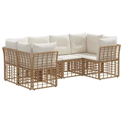 Set vanjskih sofa s jastukom 6 pcs Prirodna Poliester