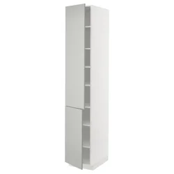 METOD Visoki element s policama/2 vrata, bela/Havstorp svetlosiva, 40x60x220 cm