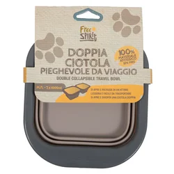 Free Spirit Silikonska posuda za pse M/L, Dupla, 2x1000ml, Siva
