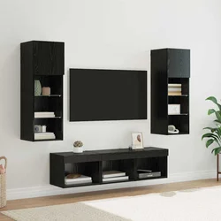 TV zidne jedinice Zidne 5 pcs Crni hrast Konstruirano drvo