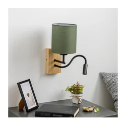 Brilagi - LED zidna lampa NUBILA WOOD 1xE27/25W/230V + LED/3W hrast/zelena