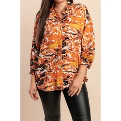 Bluza s potiskom, oranžna