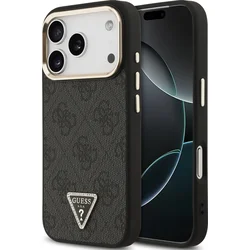 Maska Guess 4G Triangle Logo MagSafe za iPhone 17 Pro crno zlatna