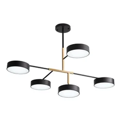 Mitea M10960-5 LED luster 25W 4000K, 5 okruglih svetiljki, crno-zlatni