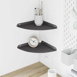 Kutna flota polica s policom 2 pcs Crna 24 x 24 x 2 cm