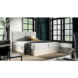 Boxspring postelja Wood 5 - 200x200 cm - nordijski tik