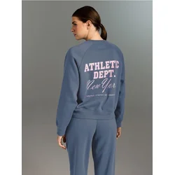 Sinsay - Crewneck duks sa pamukom i printom na leđima - svetlo plava
