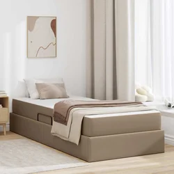 Krevet s madracem i skladištem 2 pcs Boja cappuccina Koža