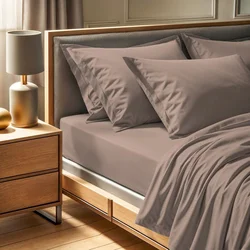 Tonne Brune - Bež Ranforce Super King Fitted Sheet