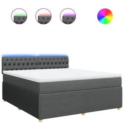 Vidaxl Box spring postelja z vzmetnico temno siva 180x200 cm blago