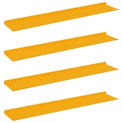 Lebdeća polica Zidne 4 pcs Žuta 100 x 18 x 2,5 cm Čelik