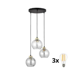 Luster na sajli DEVI 3xE27/15W/230V crna/prozirna