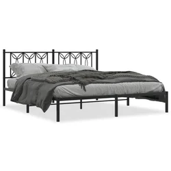 Vidaxl Kovinski posteljni okvir z vzglavjem črn 183x213 cm