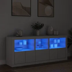 Komoda s LED svjetlima bijela 162 x 37 x 67 cm