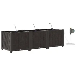 Vidaxl Vrtni lonček 3 szt. Rjava 120 x 40 x 37,5 cm Plastika
