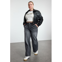Trendyol Curve Anthracite High Waist Wide Leg Plus Size Jeans