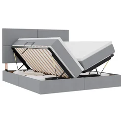 Krevet s od storage Svijetlo siva 200 x 200 cm Lažna koža