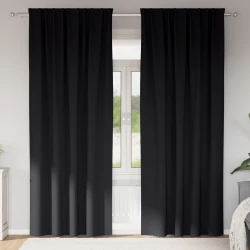 Zavjese za blackout s prstenovima 2 pcs Crna 245 x 140 cm