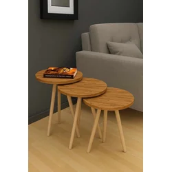 Hanah Home Set uklopivih stočića, 3 komada, Krem