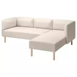 LILLEHEM Modularna sofa trosed s lenjivcem, Vissle/bež drvo