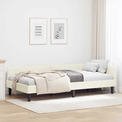 Kutni okvir kreveta s uzglavljem Krema 90 cm x 190 cm Baršun