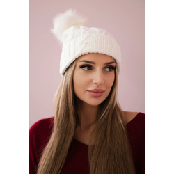 Kesi Cap with fleece Warkocz K226 white