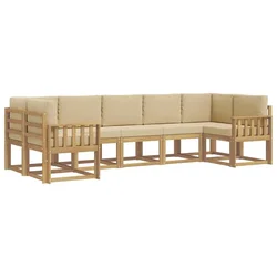 Set vanjskih sofa s jastukom 7 pcs Bijela i bež