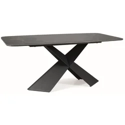 Casa Padrino luxury dining table with tempered glass ceramic table top black-brown/matt black 180 x 95 x H. 76 cm - Luxury kitchen table - Dining room furniture - Luxury furniture
