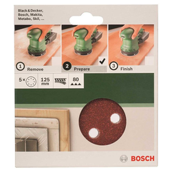 Bosch Set brusnih listova za ekscentričnu brusilicu 2609256A24, 5-delni, 125mm, G80