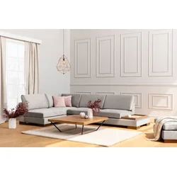 Atelier del Sofa Ugaona garnitura Tulip 97x80x193cm Svetlosiva