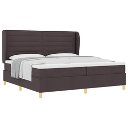 Vidaxl Postelja z vzmetnico z vzmetnico Temno rjava 200 x 200 cm blago